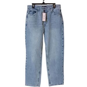 New Micas Designer Jeans Straight Leg Asymmetrical Waist Button-up Women XXL NWT